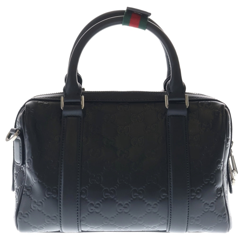 GUCCI(グッチ) GGエンブレム 2WAYバッグ ショルダーバッグ ボストンバッグ ブラック レザー 855789 シルバー金具 レディース