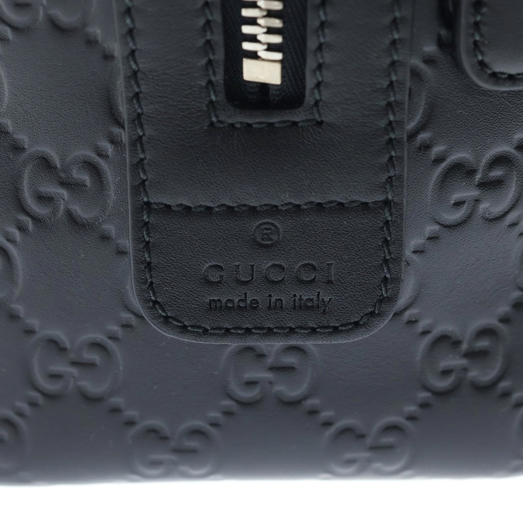 GUCCI(グッチ) GGエンブレム 2WAYバッグ ショルダーバッグ ボストンバッグ ブラック レザー 855789 シルバー金具 レディース