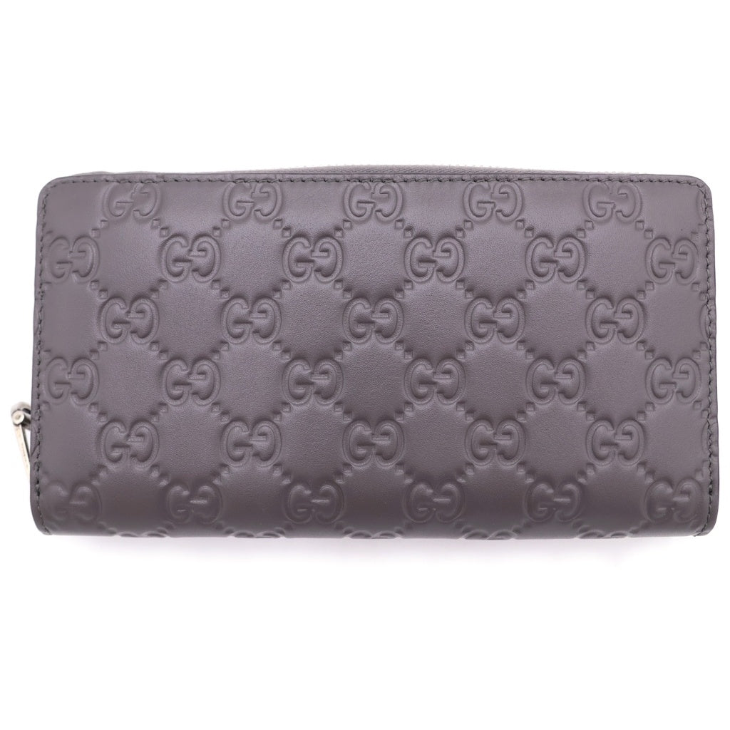 GUCCI(グッチ) GGエンブレム ジップアラウンドウォレット 長財布 カードケース グレージュ レザー 860868 シルバー金具 レディース
