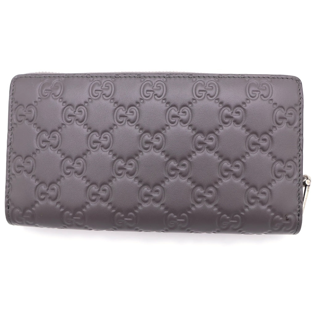 GUCCI(グッチ) GGエンブレム ジップアラウンドウォレット 長財布 カードケース グレージュ レザー 860868 シルバー金具 レディース