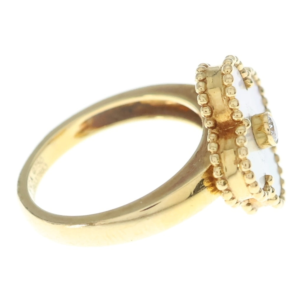 Van Cleef & Arpels(ヴァンクリーフアンドアーペル) ヴィンテージアルハンブラ マザーオブパール 1P ダイヤリング ゴールド K18YG #49 レディース