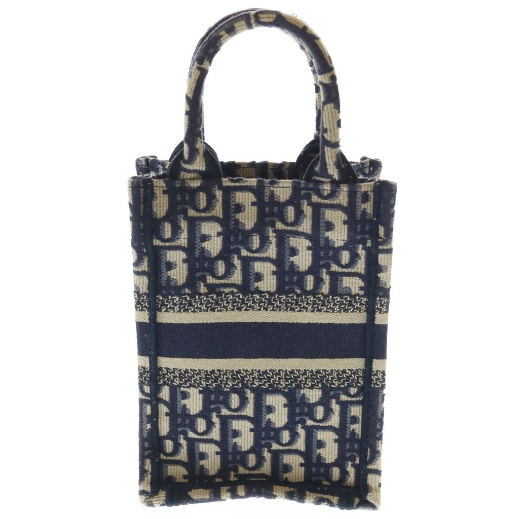 Christian Dior(クリスチャンディオール) オブリーク ミニ フォンショルダーバッグ ミニバッグ ネイビー キャンバス ゴールド金具 レディース