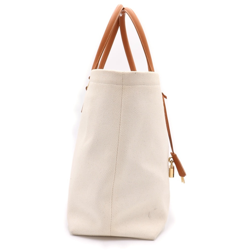 CELINE(セリーヌ) ホリゾンタルカバ トートバッグ ハンドバッグ ブラウン/ベージュ キャンバス×レザー レディース