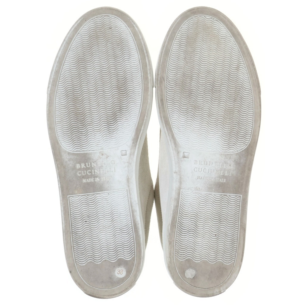 BRUNELLO CUCINELLI(ブルネロクチネリ) モニーレ装飾 スエードレザー レースアップ ローカットシューズ スニーカー アイボリー レディース