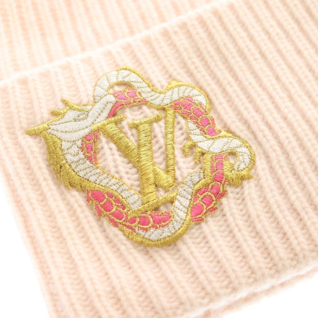LOUIS VUITTON(ルイヴィトン) LVヘッドライン プレシャスドラゴン ロゴ刺繍 ニットキャップ ビーニー 帽子 ピンク M79549 レディース