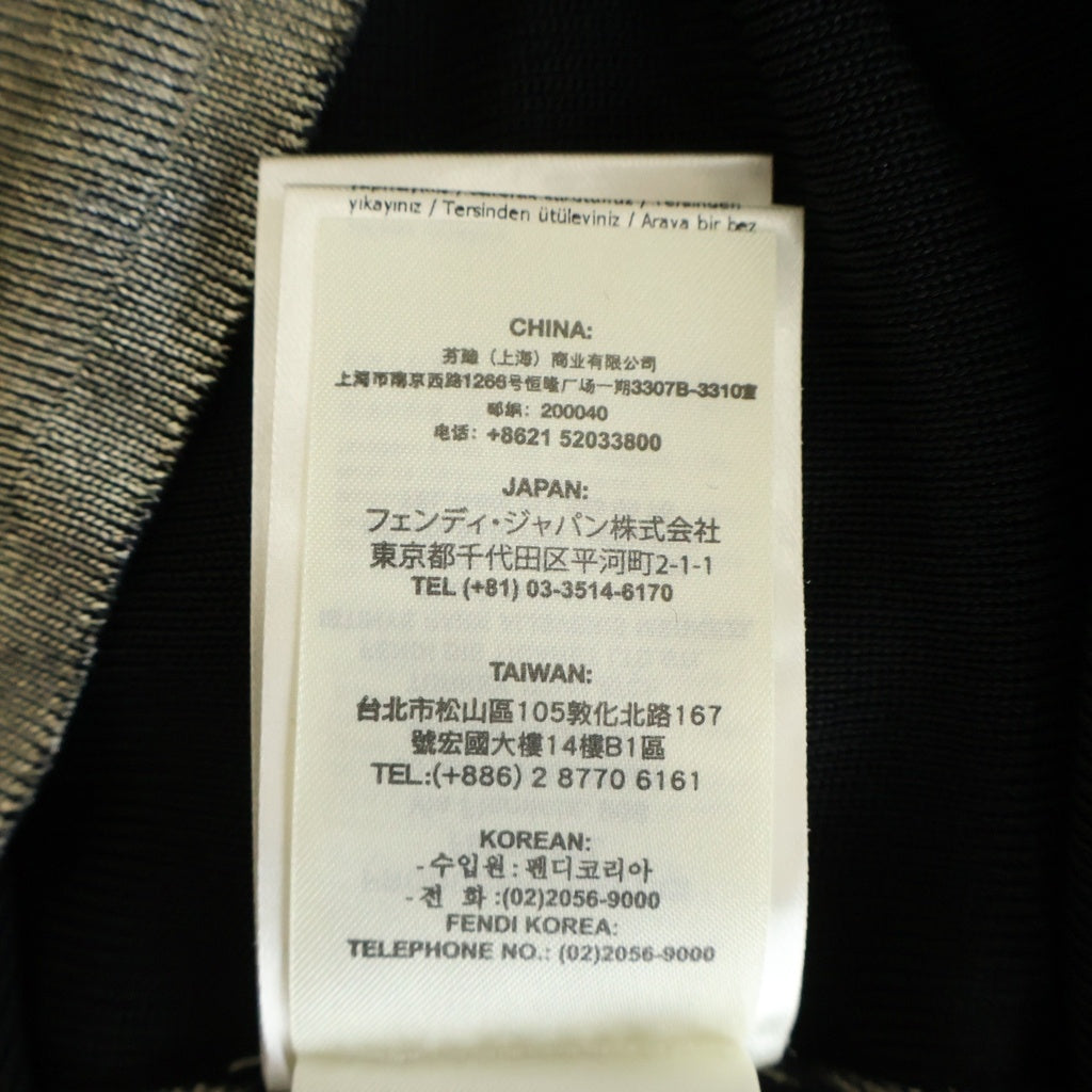 FENDI(フェンディ) メタリック リブ ニット 半袖ポロシャツ シルバー/ブラック FZZ187 66B
