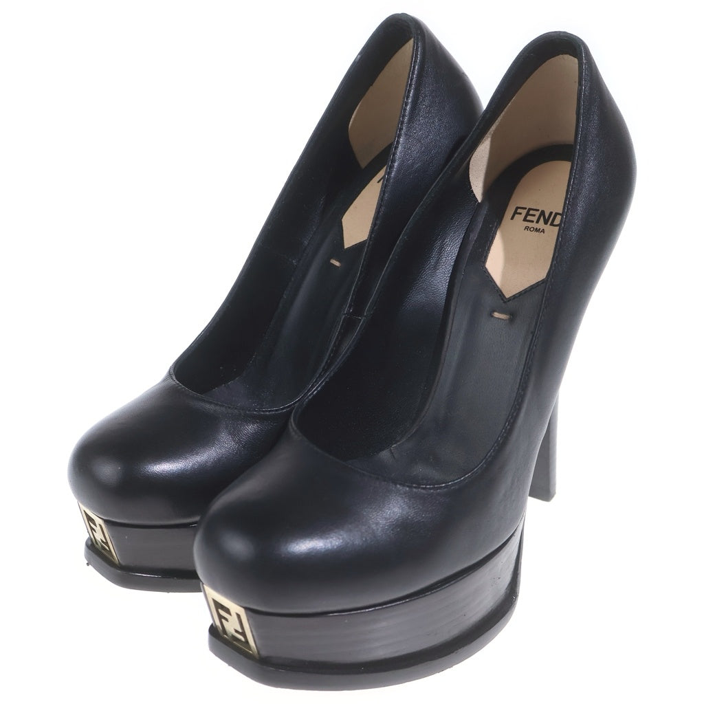 FENDI(フェンディ) FFロゴ レザー ヒール パンプス シューズ ブラック レディース