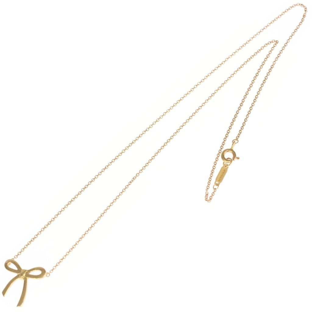 TIFFANY & Co.(ティファニー) ボウ リボン ネックレス ペンダント チェーン イエローゴールド 750YG レディース