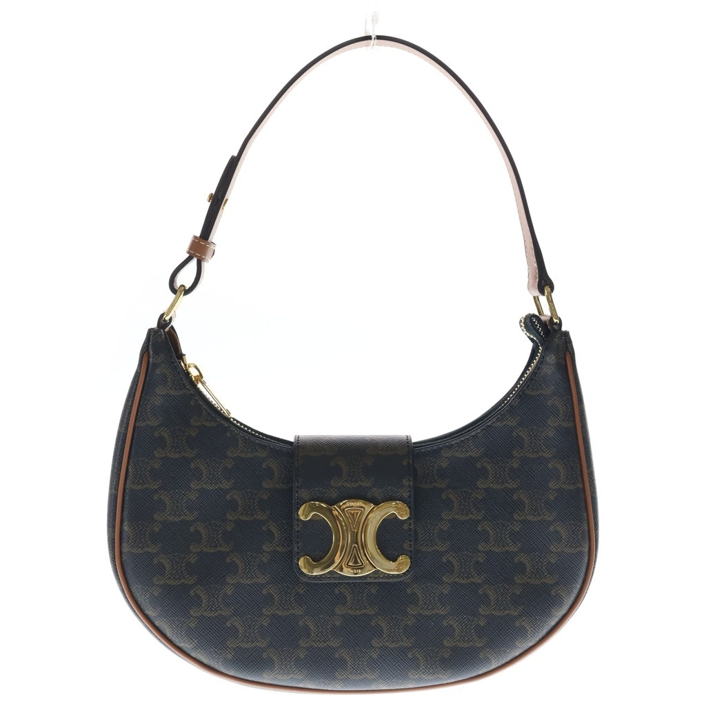 CELINE(セリーヌ) トリオンフ アヴァ ショルダーバッグ ハンドバッグ ブラウン レザー×PVC ゴールド金具 レディース