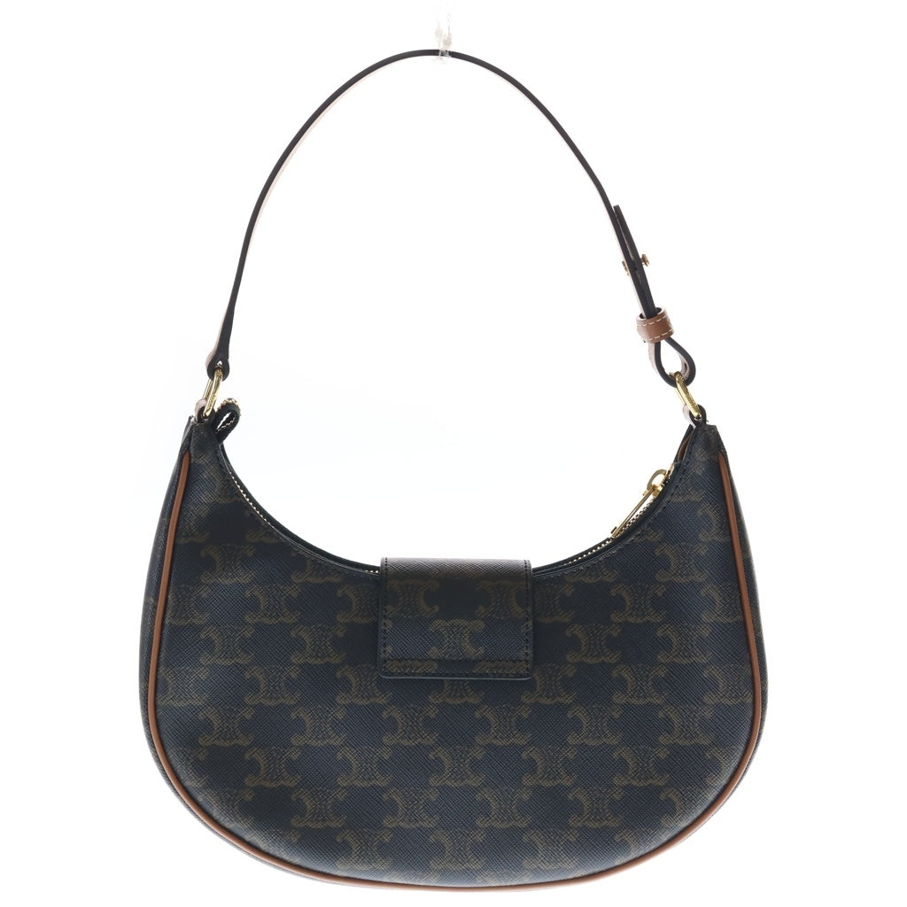 CELINE(セリーヌ) トリオンフ アヴァ ショルダーバッグ ハンドバッグ ブラウン レザー×PVC ゴールド金具 レディース