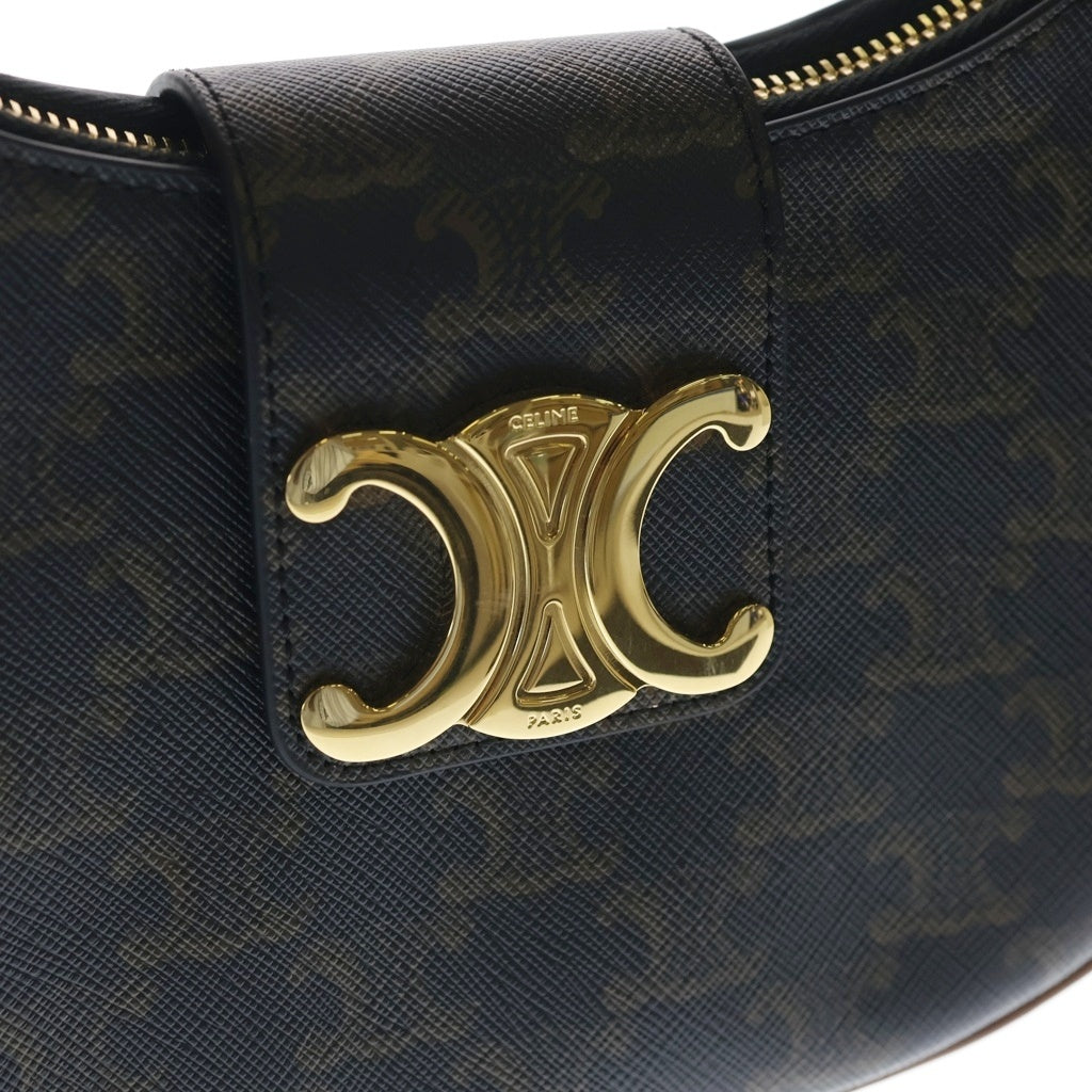 CELINE(セリーヌ) トリオンフ アヴァ ショルダーバッグ ハンドバッグ ブラウン レザー×PVC ゴールド金具 レディース