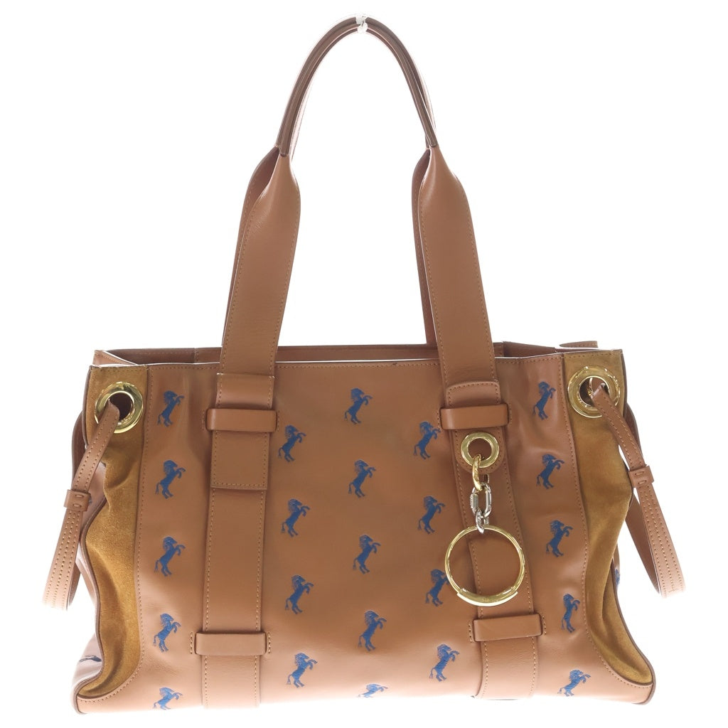Chloe(クロエ) TAO トートバッグ ミディアム ハンドバッグ トートバッグ ショルダーバッグ ブルーホース キャメル ブラウン レザー ゴールド金具 レディース