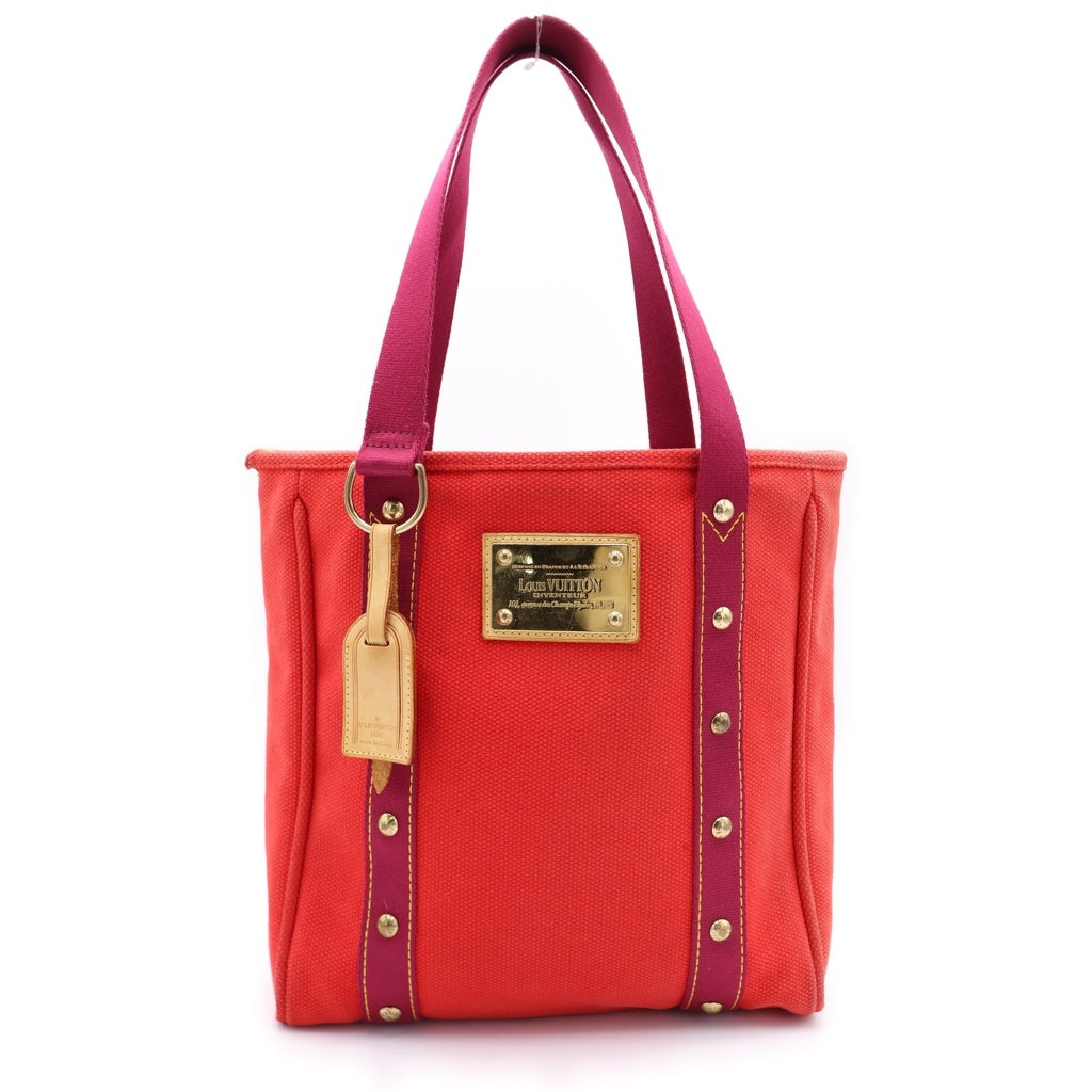 LOUIS VUITTON(ルイヴィトン) アンティグア カバMM ローズ トートバッグ ハンドバッグ レッド キャンバス M40085 ゴールド金具 レディース