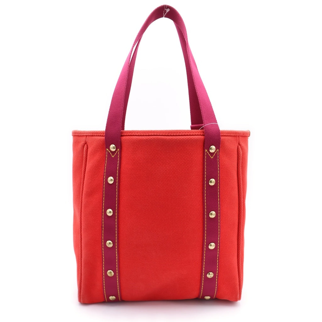 LOUIS VUITTON(ルイヴィトン) アンティグア カバMM ローズ トートバッグ ハンドバッグ レッド キャンバス M40085 ゴールド金具 レディース