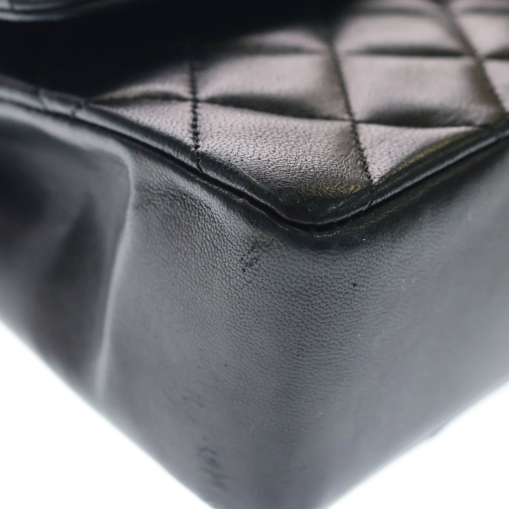 CHANEL(シャネル) マトラッセ25 WフラップWチェーンショルダーバッグ ブラック ラムスキン ゴールド金具 レディース
