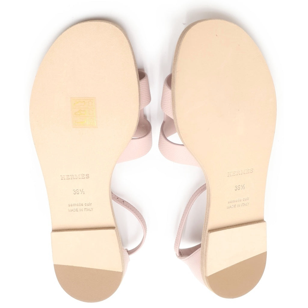HERMES(エルメス) サントリーニ Hロゴ レザー アンクルストラップ サンダル #36 1/2 ピンク レディース