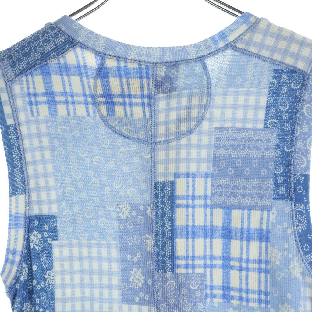 POLO RALPH LAUREN(ポロラルフローレン) パッチワークノースリーブロングワンピース ライトブルー #160/84A レディース