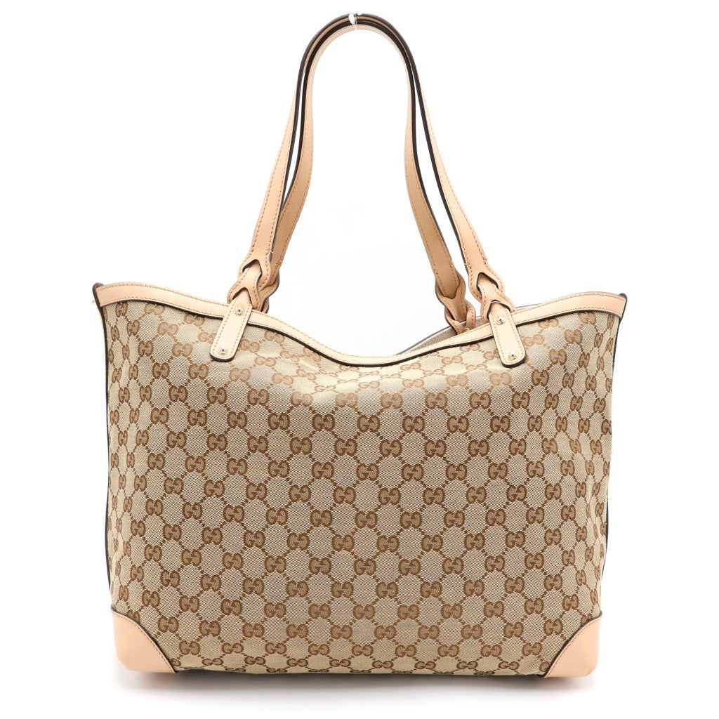 GUCCI(グッチ) GGキャンバス レザー トートバッグ ベージュ 247209 レディース