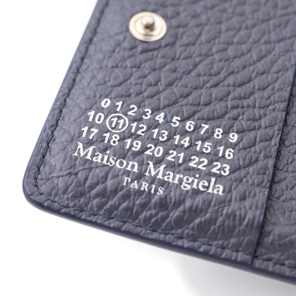 Maison Martin Margiela(メゾンマルタンマルジェラ) 4ステッチ コンパクトウォレット 二つ折り財布 4つタグ レザー ネイビー レディース