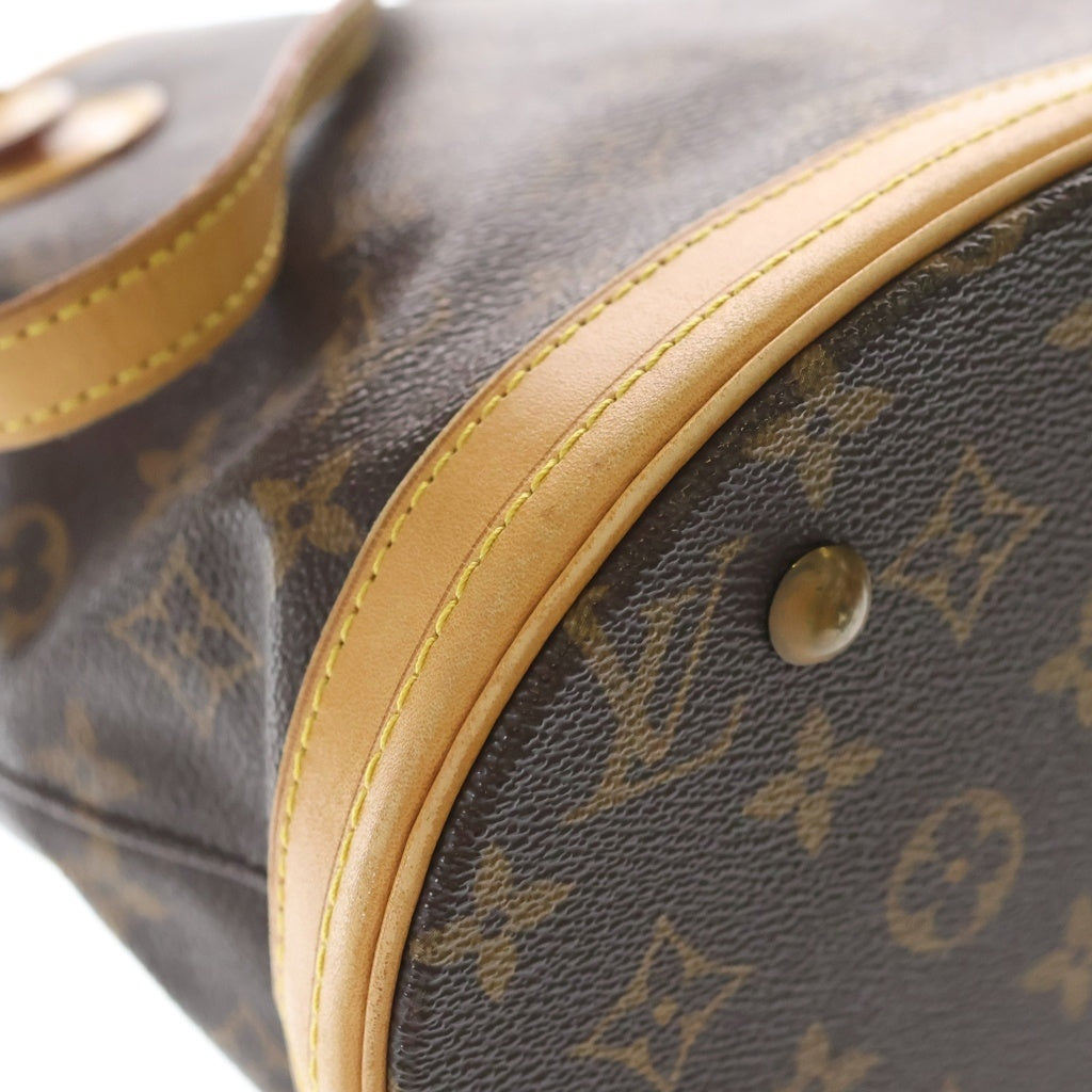 LOUIS VUITTON(ルイヴィトン) モノグラム バゲットPM ハンドバッグ ミニトートバッグ ブラウン レザー×PVC M42238 ゴールド金具 レディース