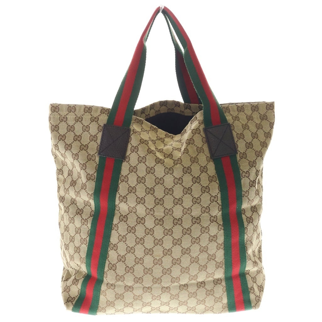 GUCCI(グッチ) GGキャンバス シェリーライン トートバッグ ハンドバッグ ブラウン キャンバス 189669 レディース