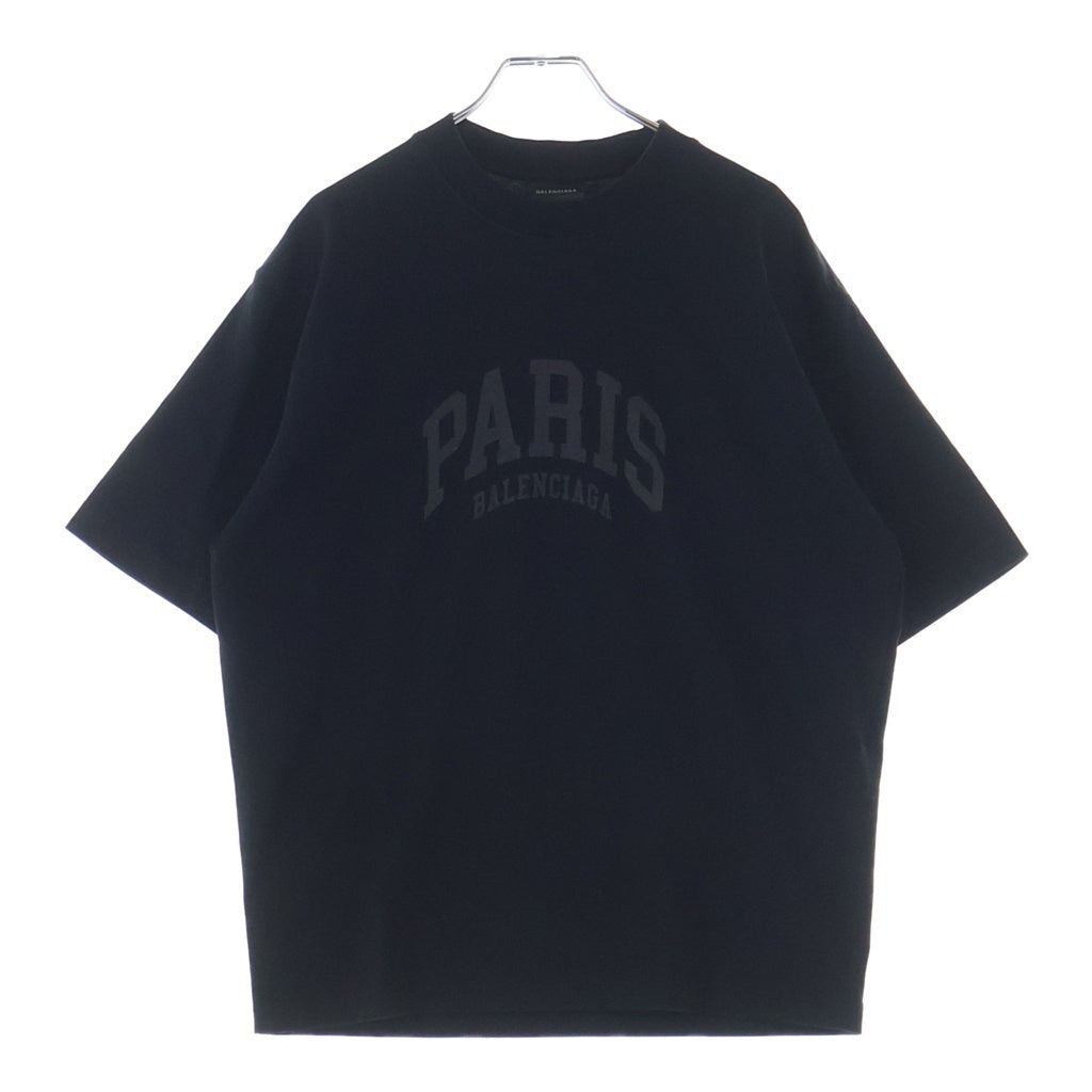 BALENCIAGA(バレンシアガ) 22AW CITIES PARIS MEDIUM FIT T-SHIRT パリロゴプリント半袖Tシャツ ブラック #XXS 612966