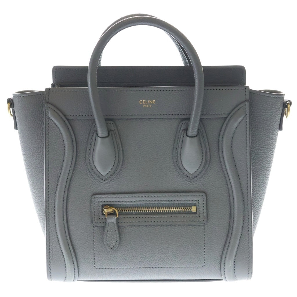 CELINE(セリーヌ) ラゲージ ナノ 2WAYショルダーバッグ ハンドバッグ グレー レザー レディース