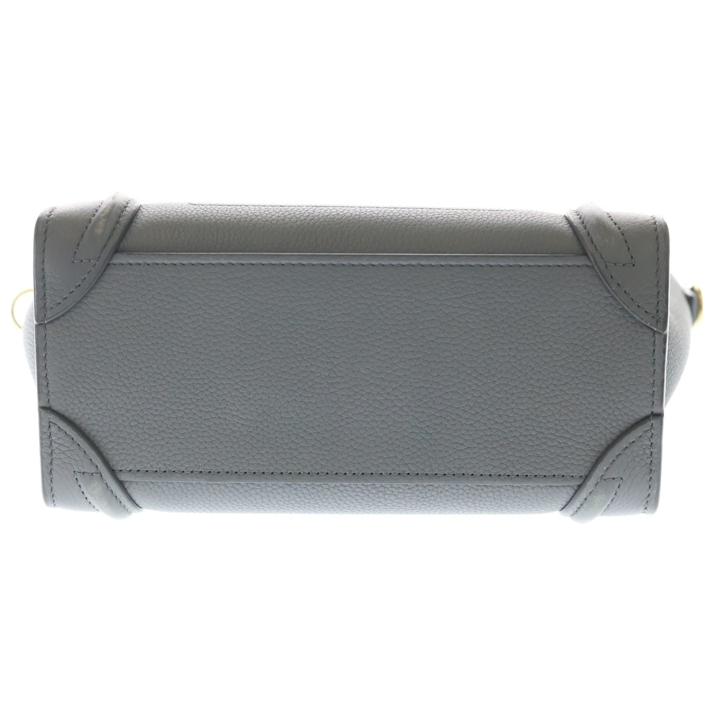 CELINE(セリーヌ) ラゲージ ナノ 2WAYショルダーバッグ ハンドバッグ グレー レザー レディース