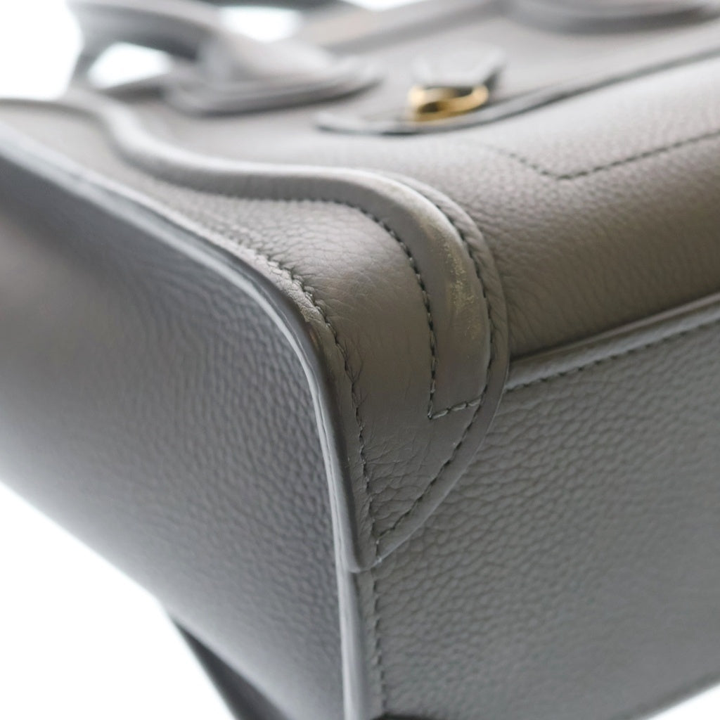 CELINE(セリーヌ) ラゲージ ナノ 2WAYショルダーバッグ ハンドバッグ グレー レザー レディース