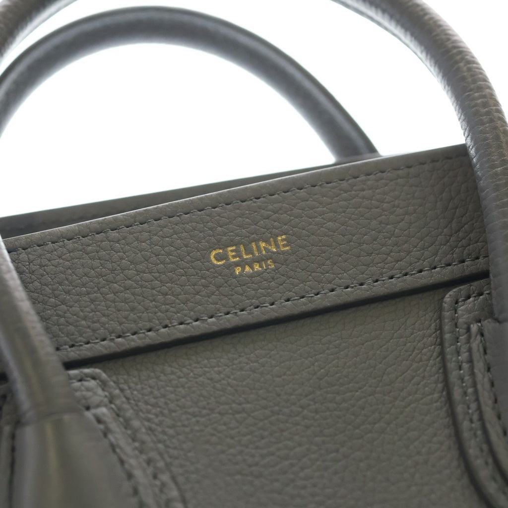 CELINE(セリーヌ) ラゲージ ナノ 2WAYショルダーバッグ ハンドバッグ グレー レザー レディース