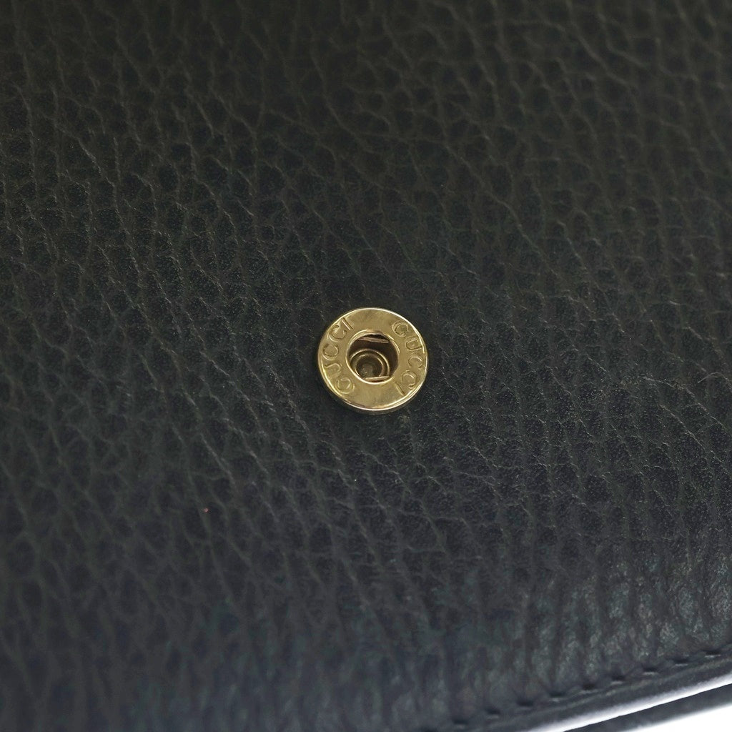 GUCCI(グッチ) インターロッキングG チェーンウォレット ゴールド金具 レザー ブラック 615523 レディース