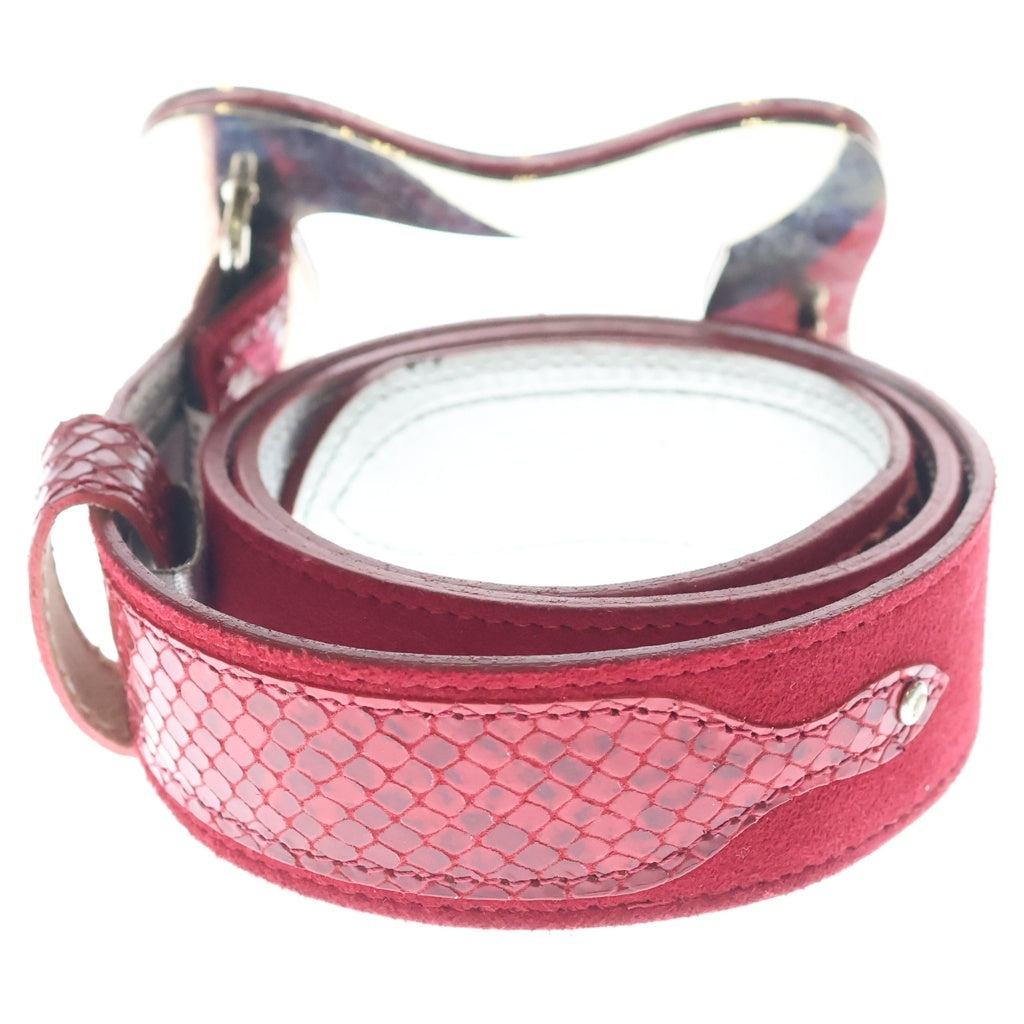 DOLCE & GABBANA(ドルチェアンドガッバーナ) パイソン レザー スエード ベルト レッド レディース