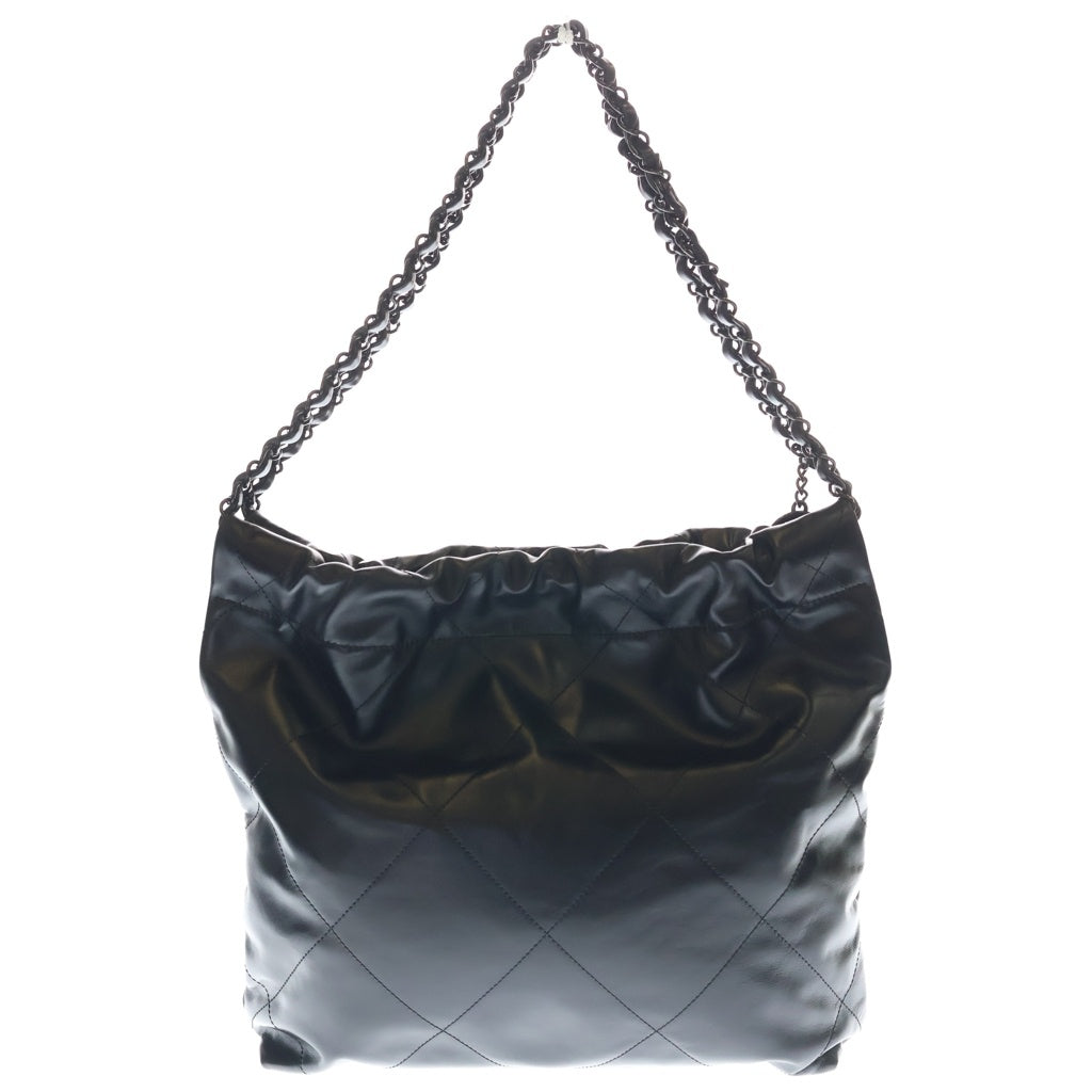 CHANEL(シャネル) シャネル22 スモール シャイニーカーフスキン ブラック金具 チェーン ショルダーバッグ トートバッグ プレート ブラック AS3261 レディース