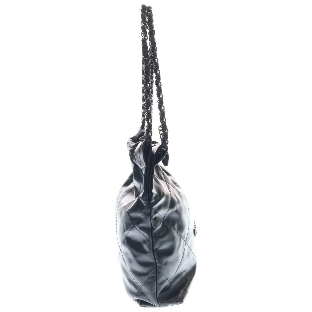 CHANEL(シャネル) シャネル22 スモール シャイニーカーフスキン ブラック金具 チェーン ショルダーバッグ トートバッグ プレート ブラック AS3261 レディース