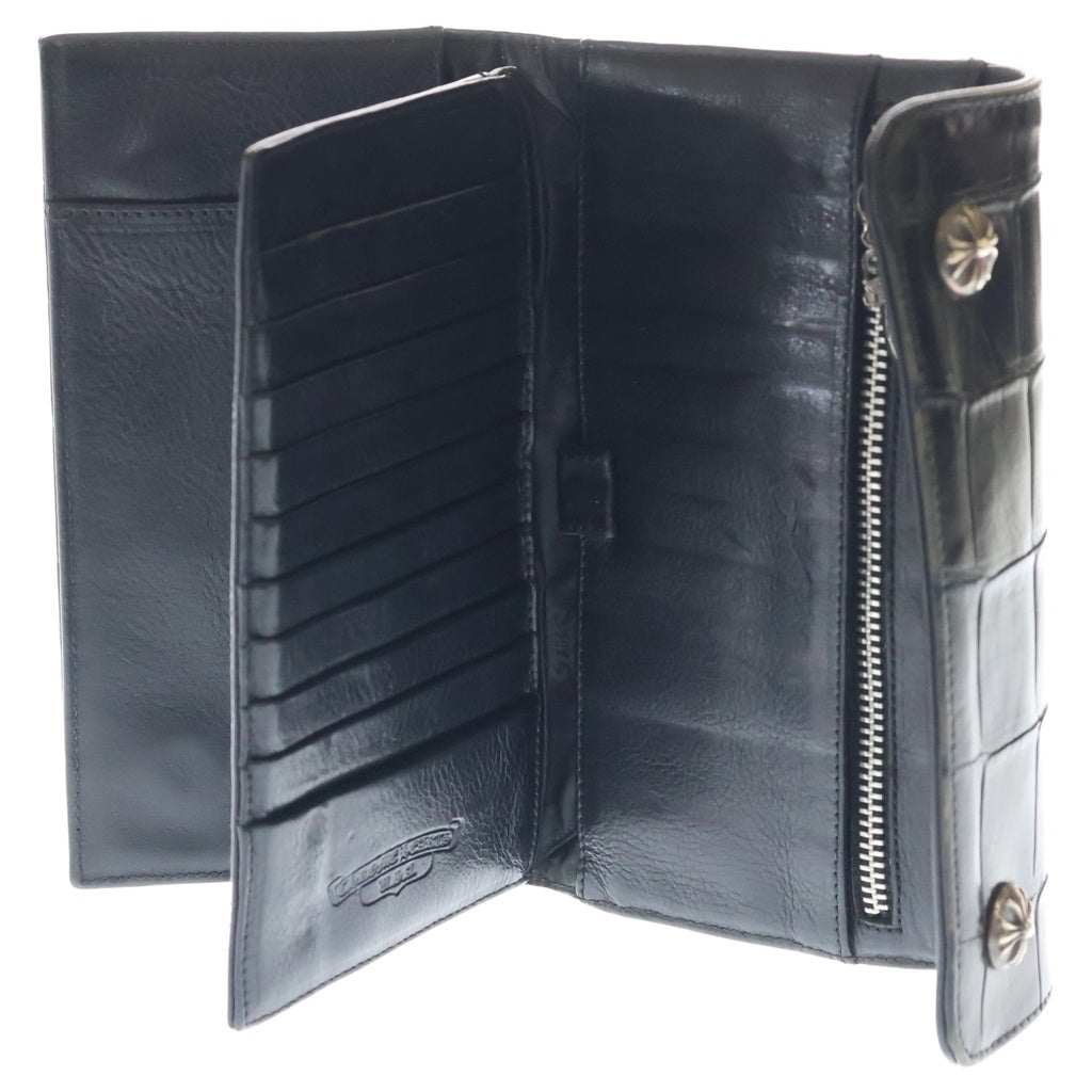 CHROME HEARTS(クロムハーツ) WAVE ALLIGATOR ウェーブアリゲーター クロスボールボタン レザーウォレット 長財布 ブラック