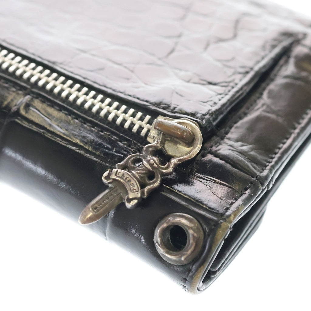 CHROME HEARTS(クロムハーツ) WAVE ALLIGATOR ウェーブアリゲーター クロスボールボタン レザーウォレット 長財布 ブラック