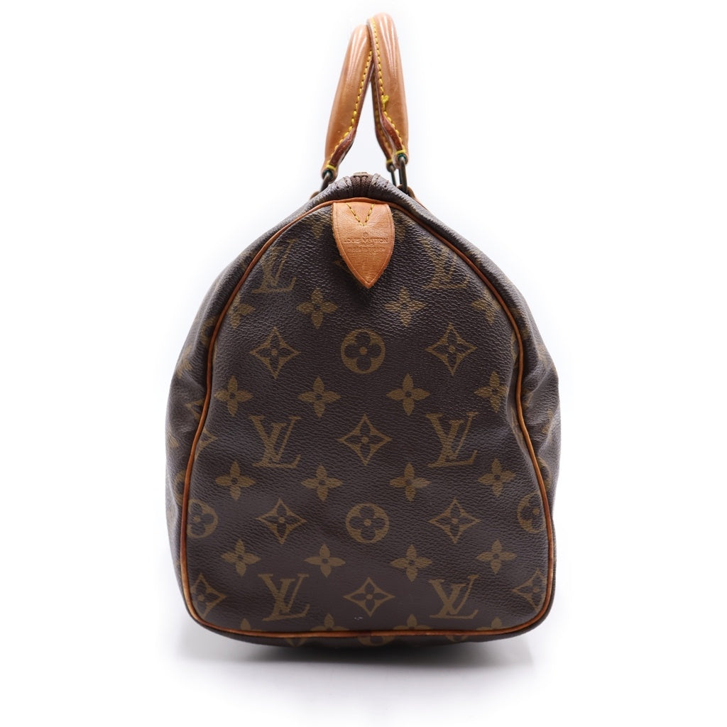 LOUIS VUITTON(ルイヴィトン) モノグラム スピーディ25 ハンドバッグ ボストンバッグ ブラウン レザー×PVC M41528 ゴールド金具 レディース