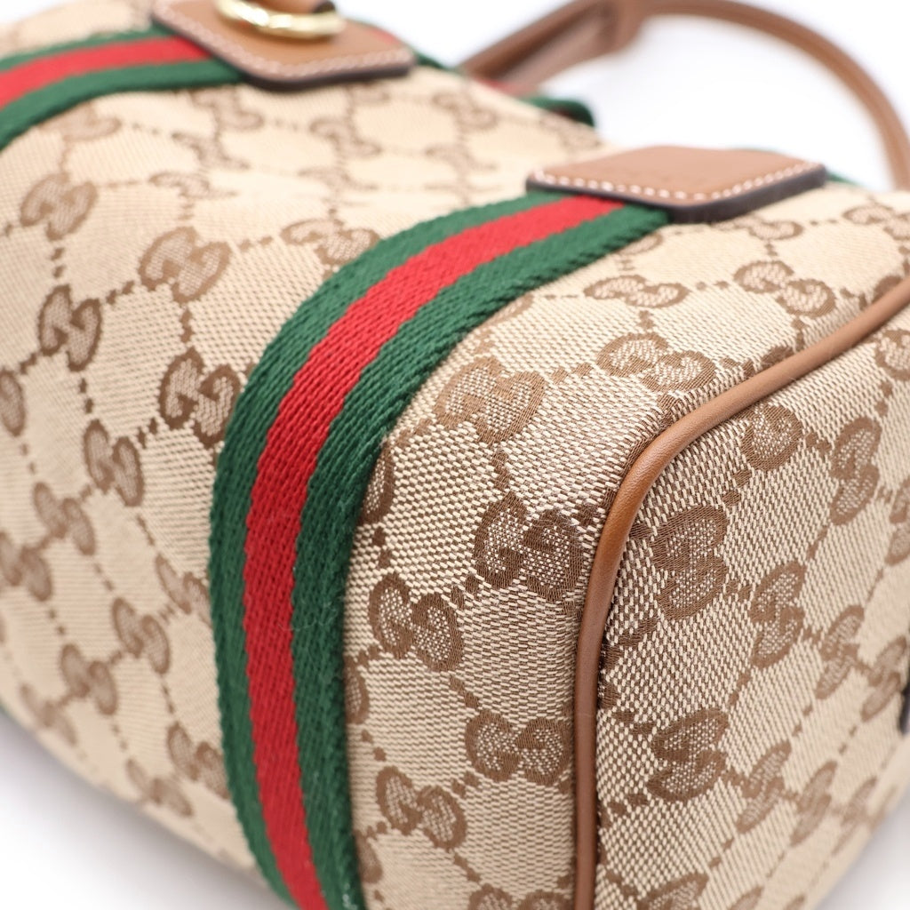 GUCCI(グッチ) GGキャンバス オフィディア 2wayハンドバッグ ショルダーバッグ ブラウン レザー×キャンバス 859975 ゴールド金具 レディース