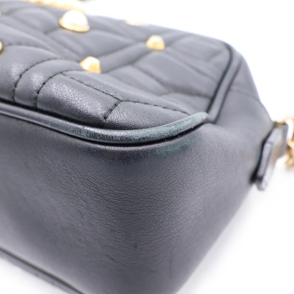 GUCCI(グッチ) GGマーモント パールモチーフ ショルダーバッグ ブラック レザー 447632 ゴールド金具 レディース