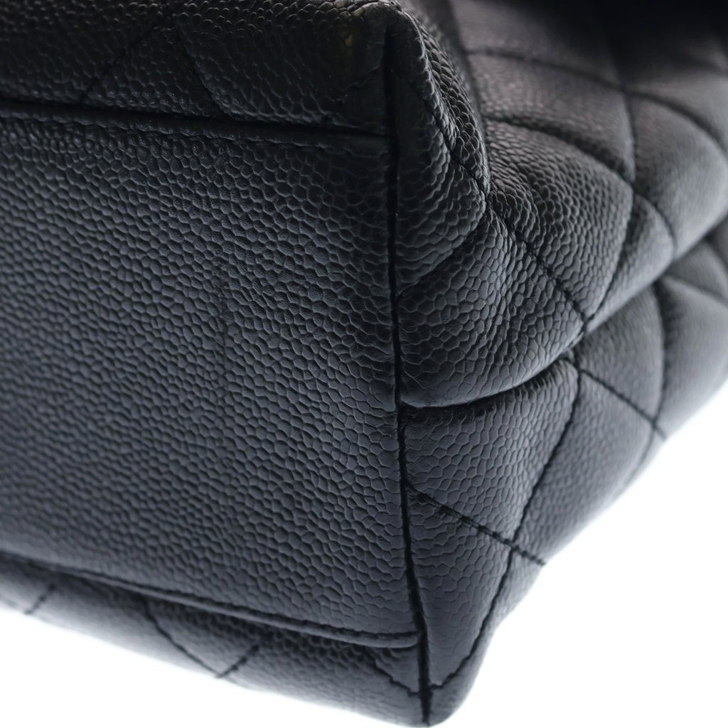 CHANEL(シャネル) マトラッセ ココマーク ターンロック トップハンドル ケリー型 ハンドバッグ ブラック キャビアスキン A12397 ゴールド金具 レディース