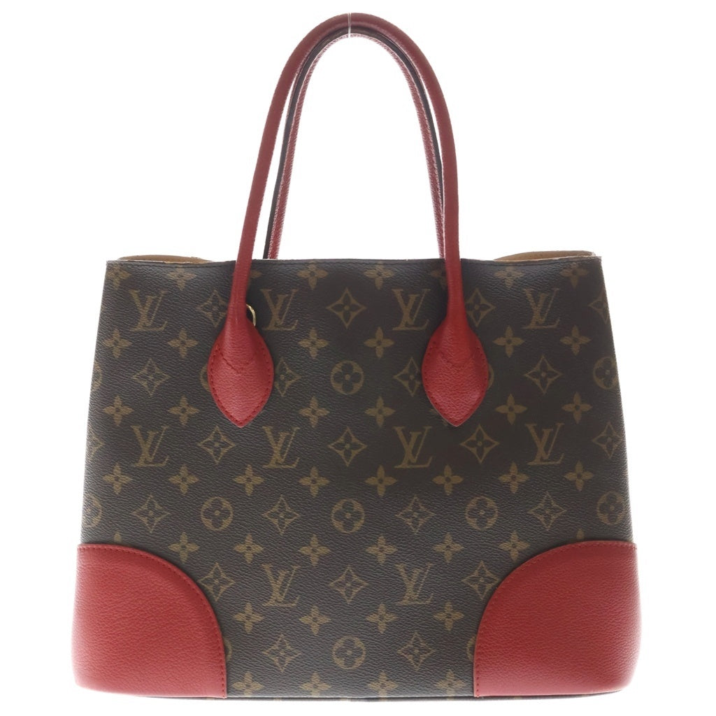 LOUIS VUITTON(ルイヴィトン) モノグラム フランドリン ハンドバッグ トートバッグ ブラウン×レッド レザー×PVC M41596 ゴールド金具 レディース