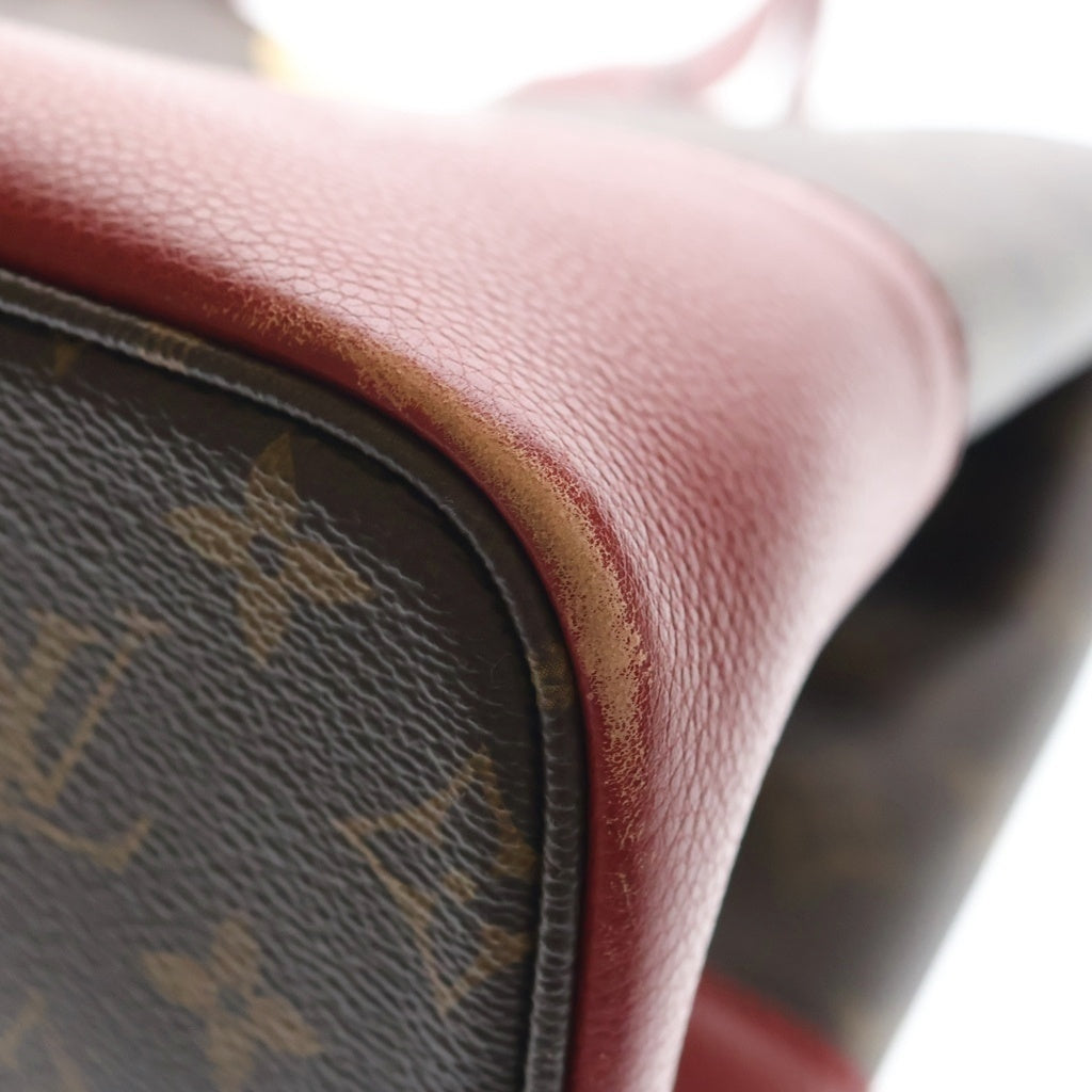 LOUIS VUITTON(ルイヴィトン) モノグラム フランドリン ハンドバッグ トートバッグ ブラウン×レッド レザー×PVC M41596 ゴールド金具 レディース