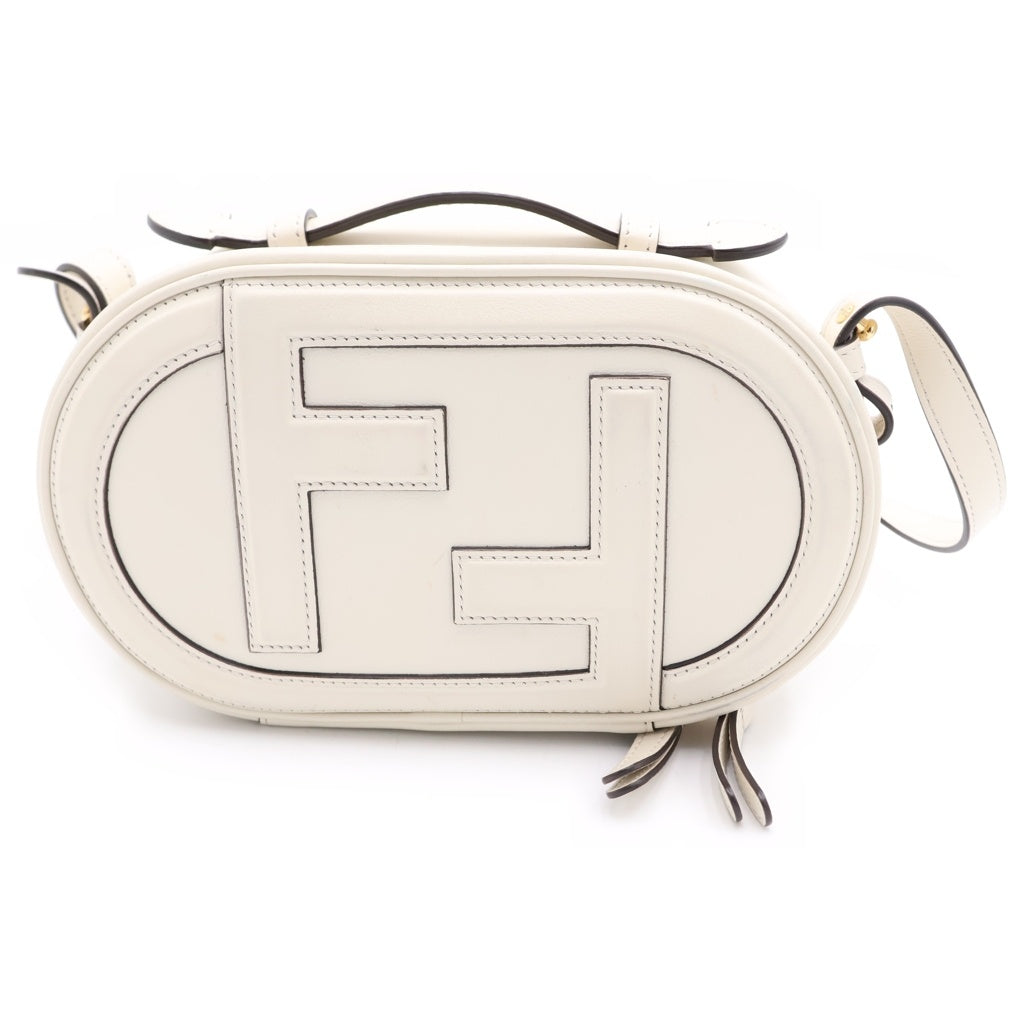 FENDI(フェンディ) オーロック ミニカメラバッグ ショルダーバッグ ホワイト レザー 8BS058 ゴールド金具 レディース