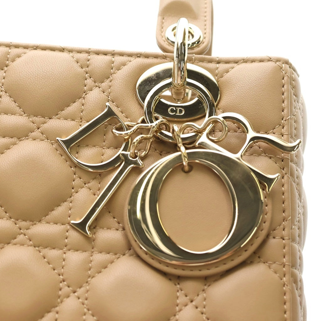Christian Dior(クリスチャンディオール) My ABCDior レディディオール ハンドバック 2wayショルダーバック カナージュ レザー ベージュ レディース