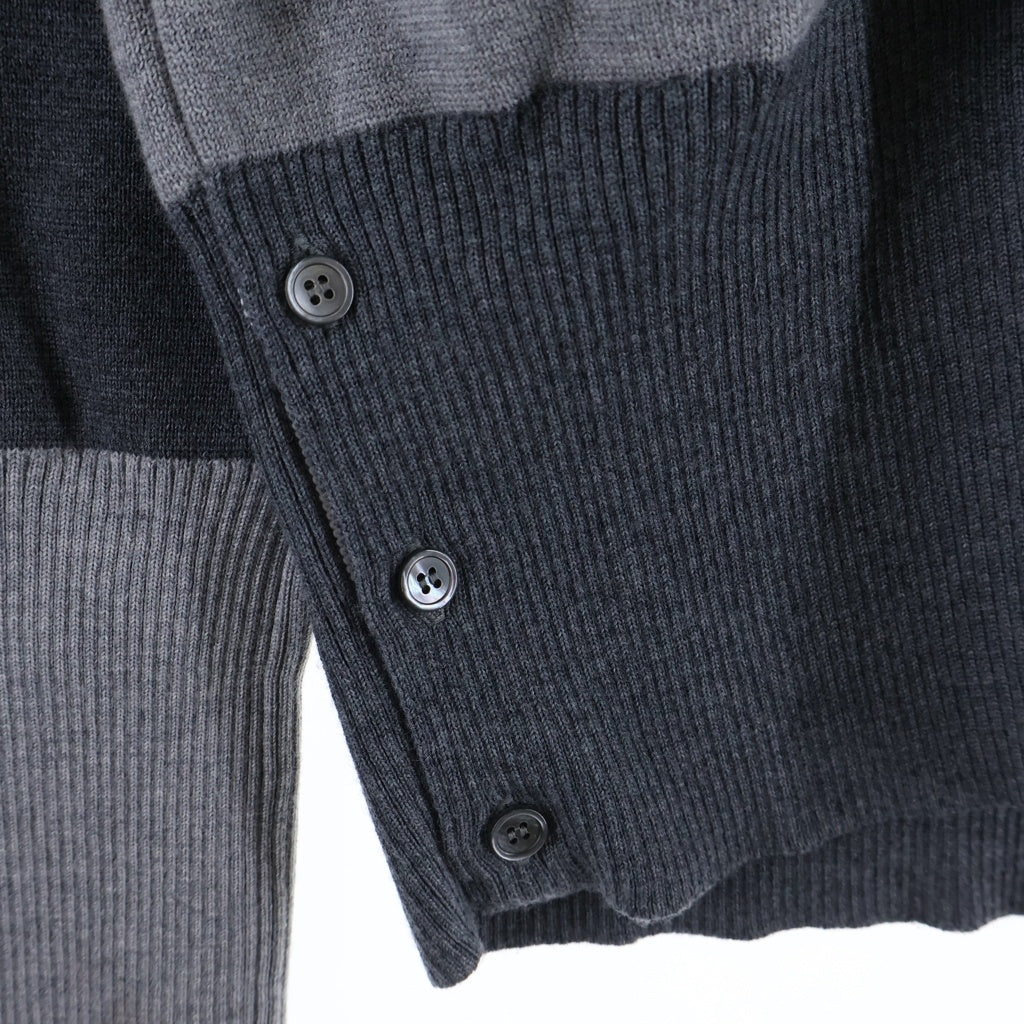 THOM BROWNE(トムブラウン) 4-BAR ミラノステッチ Vネック ニットカーディガン ウール グレー MKC160F-00014-982