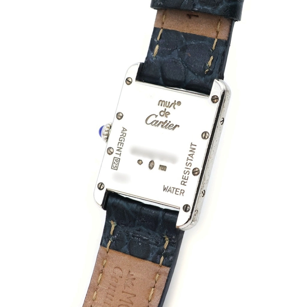 Cartier(カルティエ) マストタンク MM 腕時計 クォーツ 白文字盤 レザー ブラック/シルバー W1014054 レディース