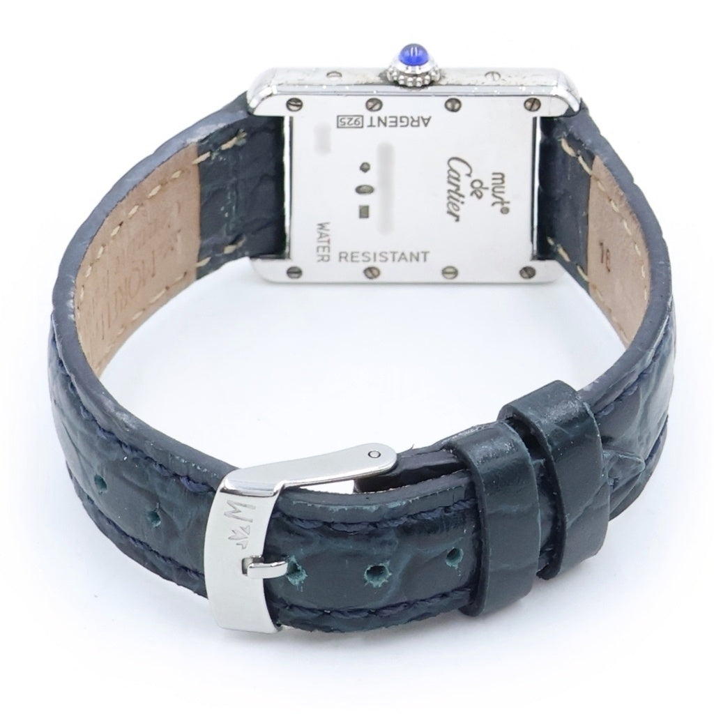 Cartier(カルティエ) マストタンク MM 腕時計 クォーツ 白文字盤 レザー ブラック/シルバー W1014054 レディース