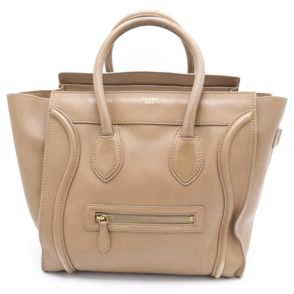 CELINE(セリーヌ) ラゲージ ハンドバッグ ベージュ ブラウン レザー ゴールド金具 レディース