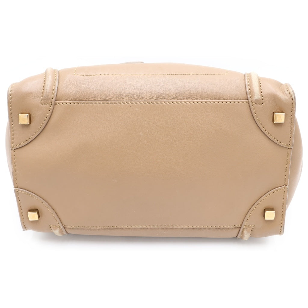 CELINE(セリーヌ) ラゲージ ハンドバッグ ベージュ ブラウン レザー ゴールド金具 レディース