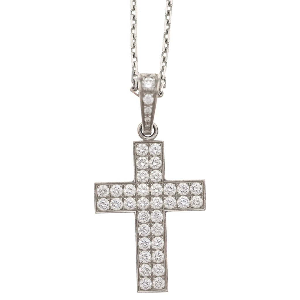 Cartier(カルティエ) クロス アンモア パヴェダイヤ ネックレス ペンダント チェーン ホワイトゴールド K18WG レディース